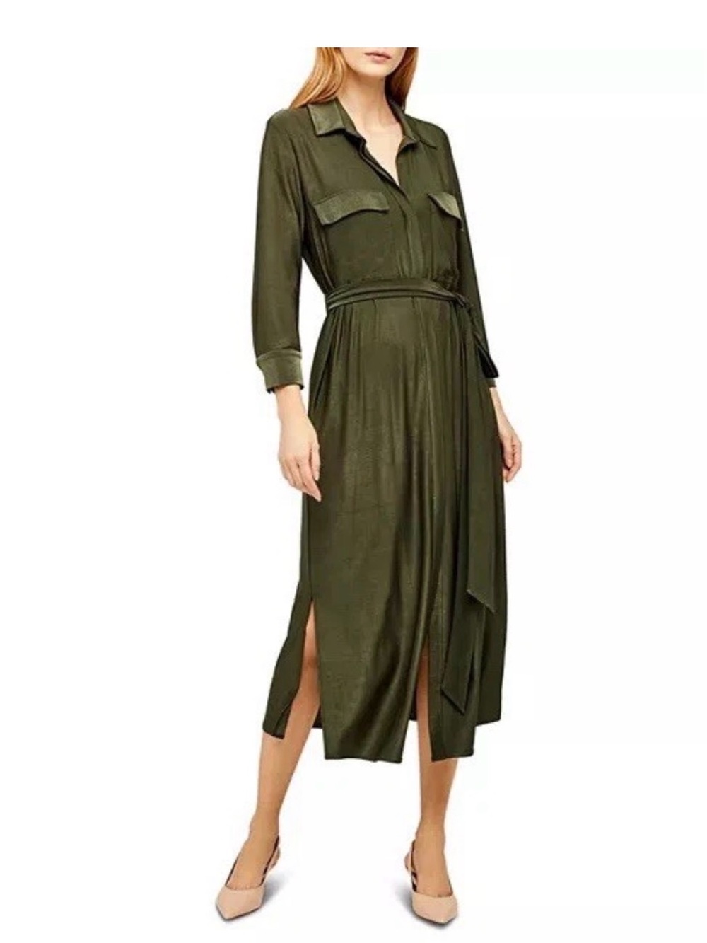 Olive Utility Shirtdress l’agence extra long / duster nwt 375.00 xs side slits